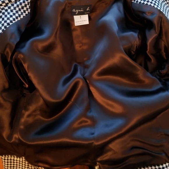 Agnes B Black and Cream Houndstooth Wool Jacket - Picture 6 of 7
